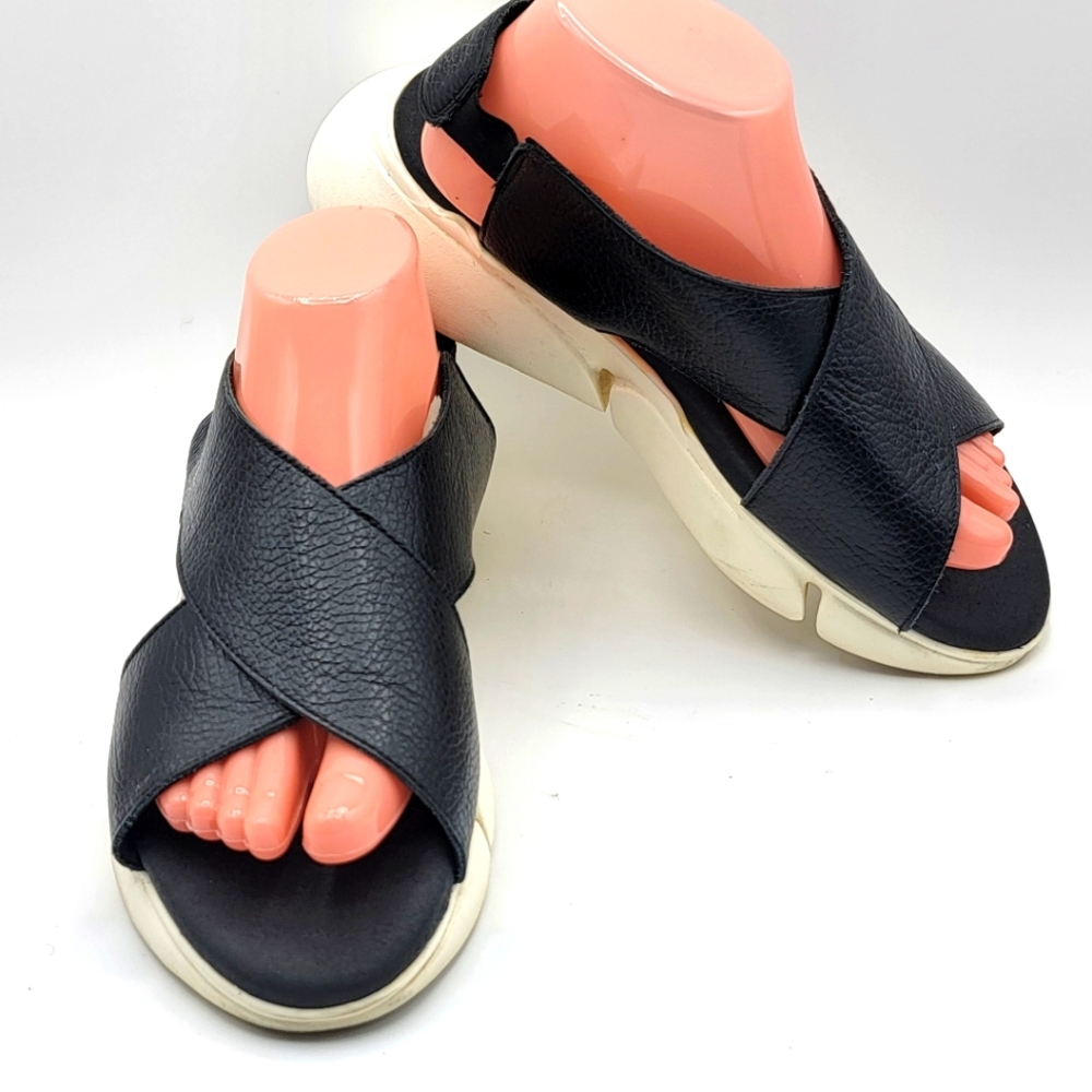 Women's Anthropologie Black Leather Sandals SIZE 10. #1452